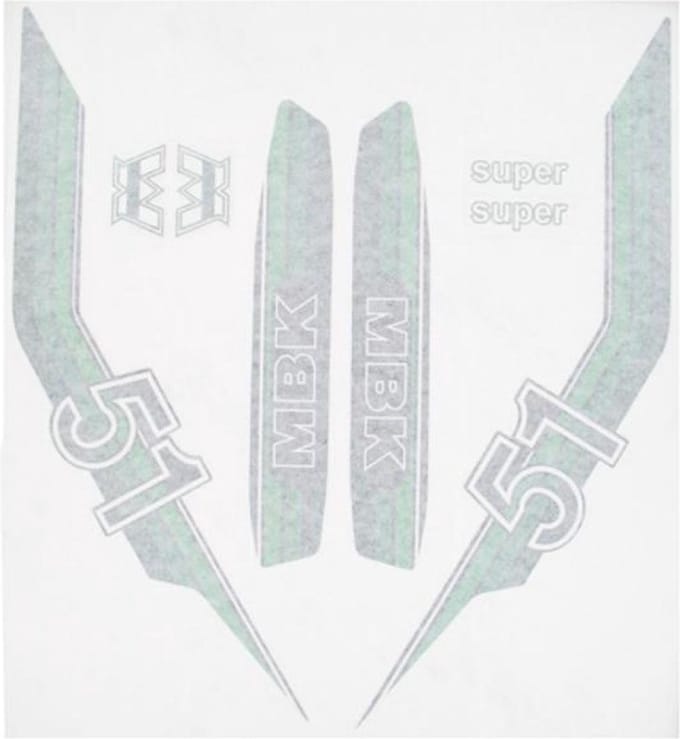 Planche 8 autocollant sticker vert / noir CGN pour mobylette MBK 50 51 Neuf