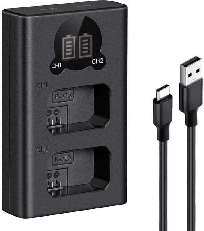 K&F Concept Dubbele batterijlader Sony NP-FW50