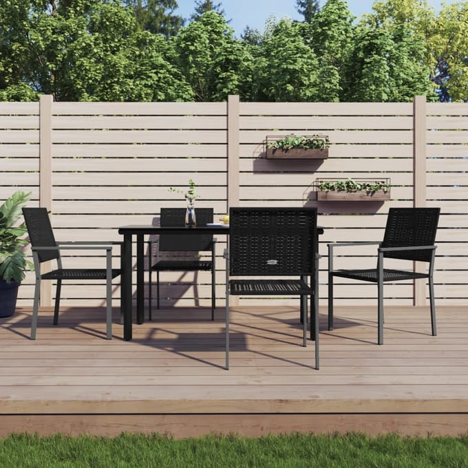 vidaXL - 5-delige - Tuinset - poly - rattan - en - staal