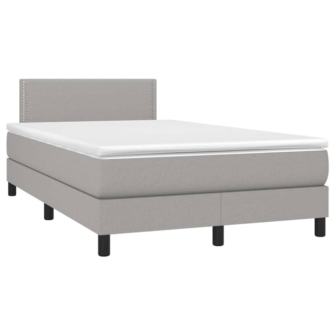 vidaXL - Boxspring - met - matras - en - LED - stof - lichtgrijs - 120x200 - cm