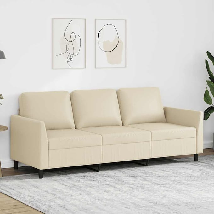vidaXL - Driezitsbank - 180 - cm - kunstleer - crèmekleurig