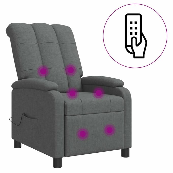 vidaXL - Massage - Relaxstoel - Donkergrijs - Stof