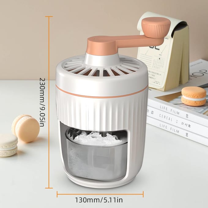 Geschoren ijsmachine - Handslinger Slushie Maker Machine met gratis ijsblokjeshouder Draagbare sneeuwkegel oranje