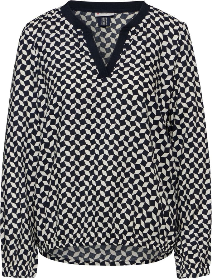 A345059 LTD QR V-neck blouse w tape