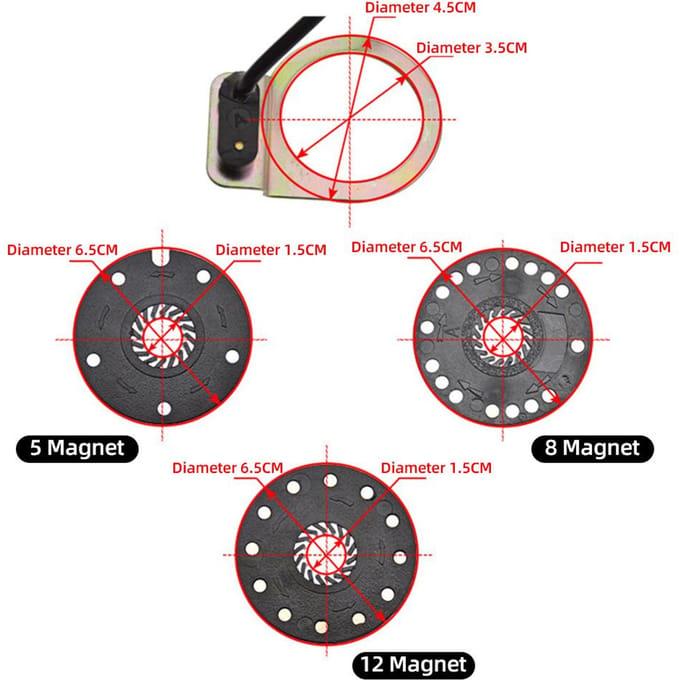 Elektrische Fiets Vermogen Trapondersteuning Sensor E-Bike PAS Systeem Assistent Sensor Snelheidssensor 12 Magnet