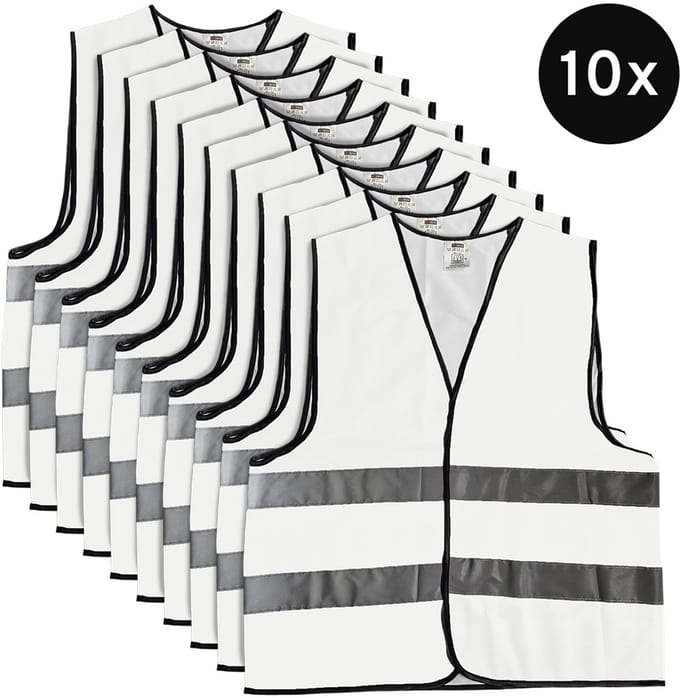Mexxo Veiligheidshesje wit - set van 10 - one size - reflecterend - 100% polyester