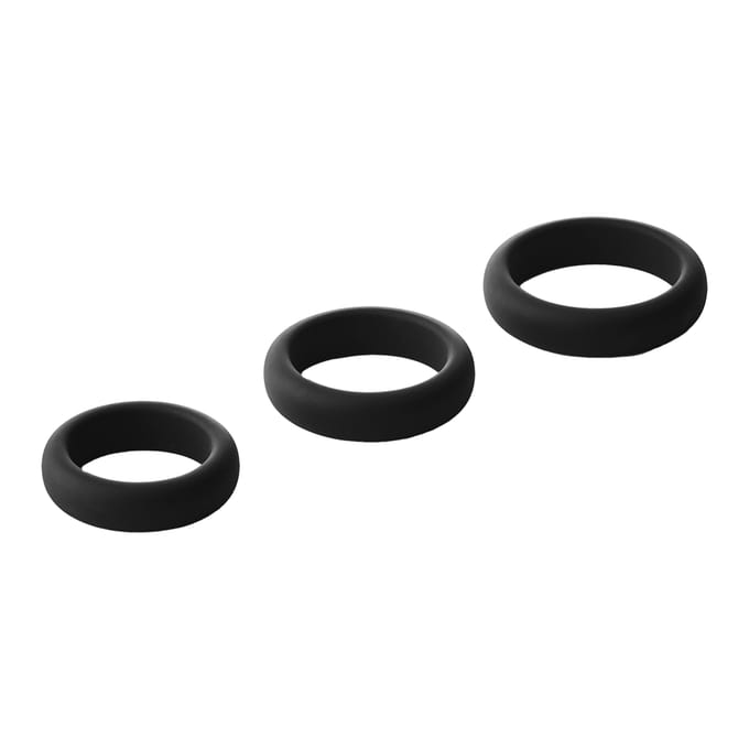 Dreamtoys Ramrod Smooth siliconen penisring Pack - Zwart