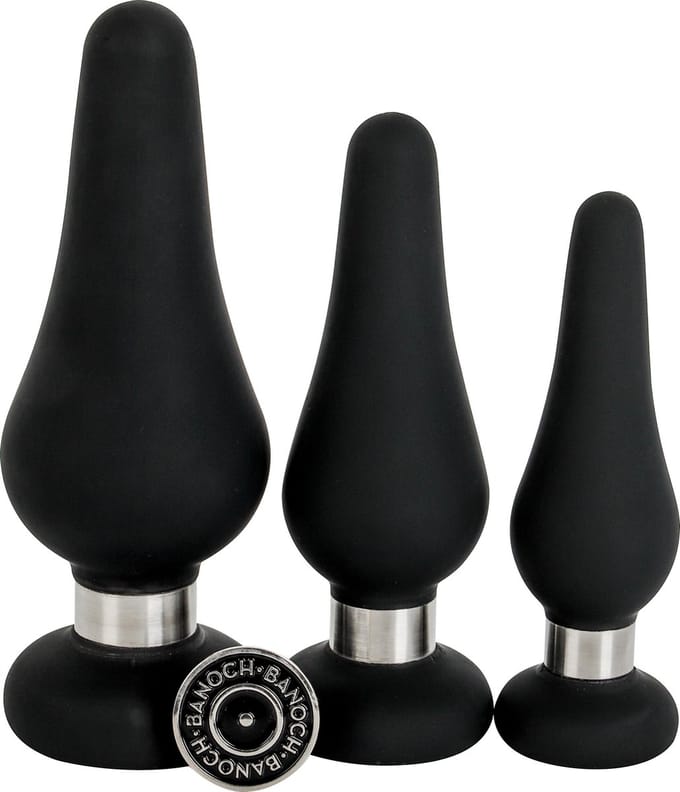 Banoch | Buttplug set ring luxe | Siliconen zwart | 3-delig