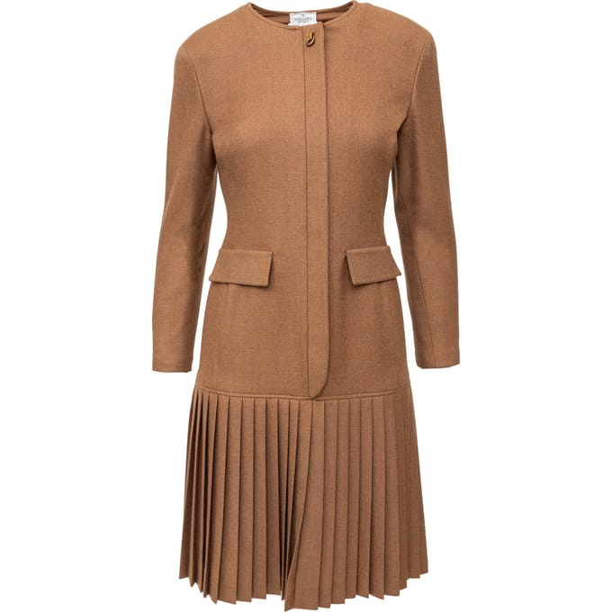 Valentino Boutique Plissé Wol Jurk - '90s