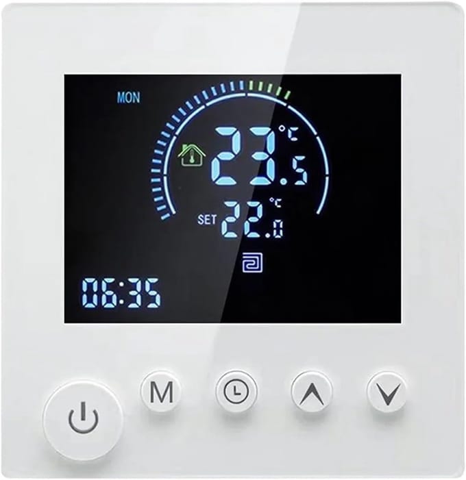Digitale Thermostaat - Temperatuurregelaar - Comfort Thuis - Programmeerbare Planning - 86 x 86 mm - Wit