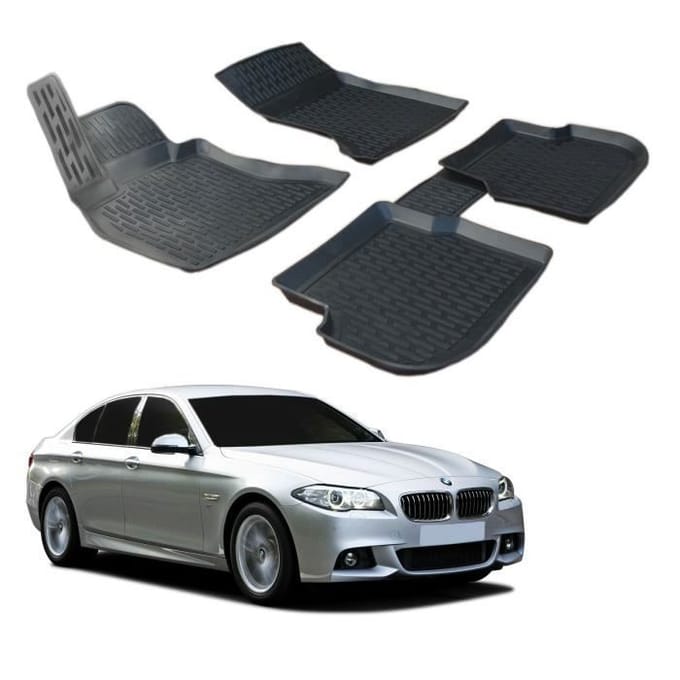SCOUTT Tapis de sol 3D Caoutchouc Premium pour BMW 5 Série F10 - 2010-2017 - Noir noir