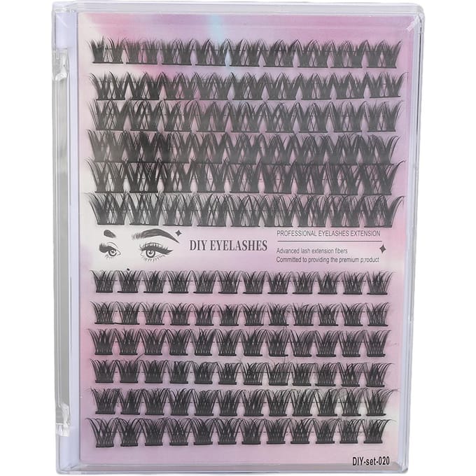 126 Clusters DIY Wimperextensions Kit D Krul Fluffy Individuele Wimperextensions Kit met 3ml Lash gray