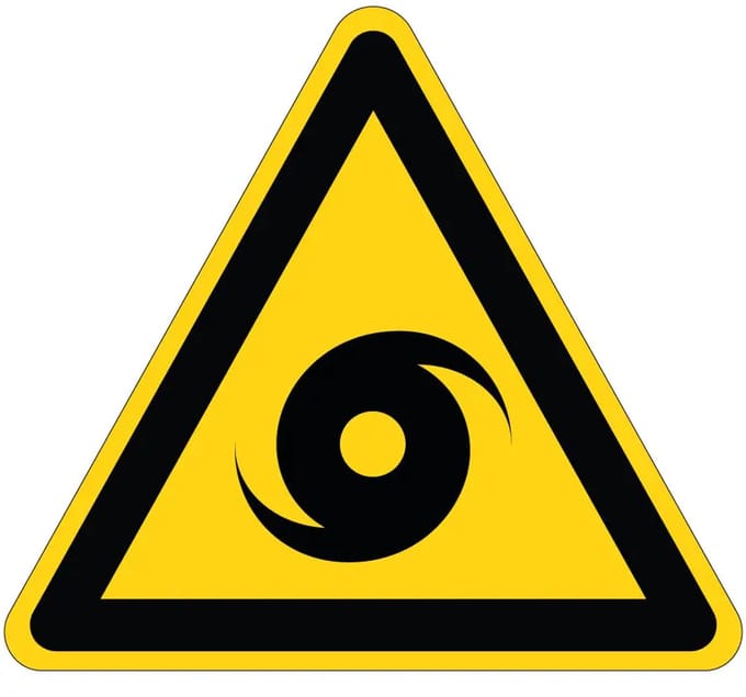 Pas op voor orkaan waarschuwingssticker - W085 | 40 cm