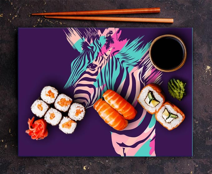 TMK ArtDeko - Snijplank van gehard glas - 30x22 cm - Zebra