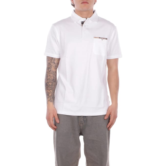 Polo Barbour wit korte mouw 3 knoops borstzak normale fit