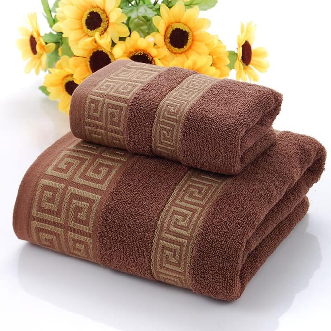 Ensemble 2 Pièces Noir Ensembles de Serviettes de Bain 100% Coton Brodé Serviette de Bain Cadeau de Noël Ensembles de Serviettes de Sport Usage Domestique Hôtel 2pcs set