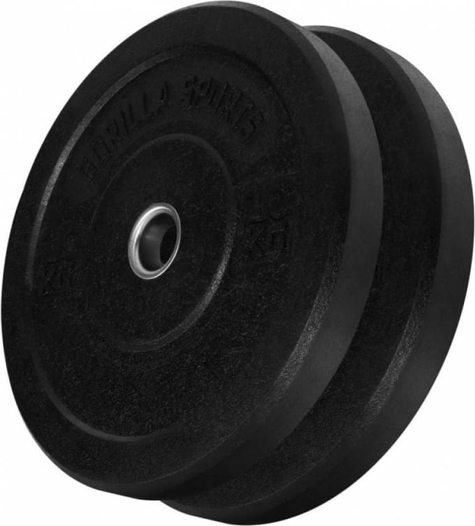 Gorilla Sports Bumper Plate - Halterschijf - 10 kg - Rubber - 50 mm - Set van 2