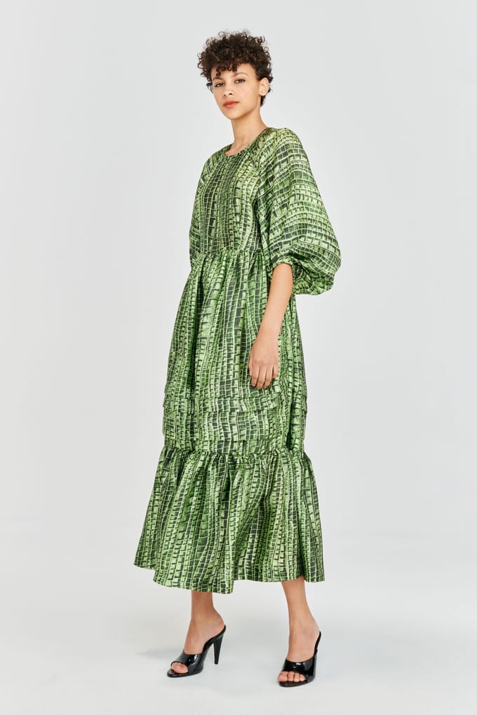 Baum und Pferdgarten Adeline Dress Green Reptile Größe: 38 | Maxikleider Outlet | Damen | Grün