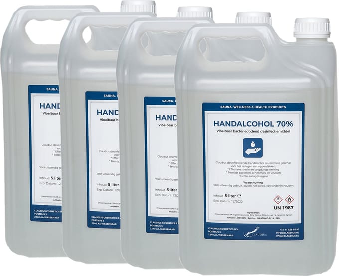 Handalcohol spray 70% - 5 liter - set van 4 stuks