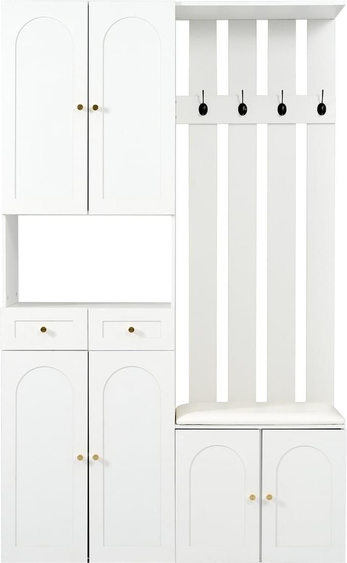 Wit spaanplaat gecombineerd halmeubel 110×37×180cm opslag entree en hal