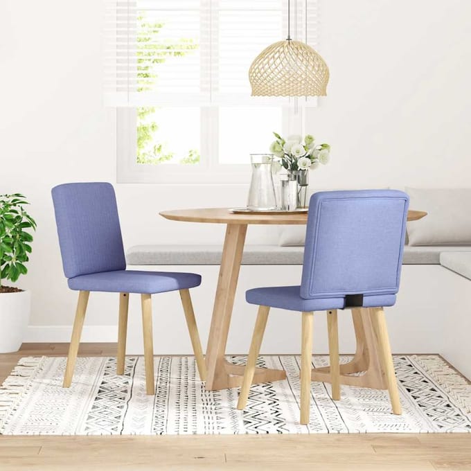 vidaXL - Eetkamerstoelen - 2 - st - stof - jeansblauw