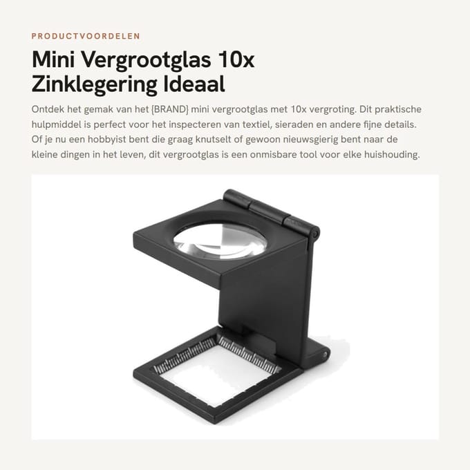 Dailygoods- Vergrootglas 10x - Mini Vergrootglas - Zinklegering - Herbruikbare Verpakking - Optisch Gereedschap - Voor Textiel/Sieraden - Loep