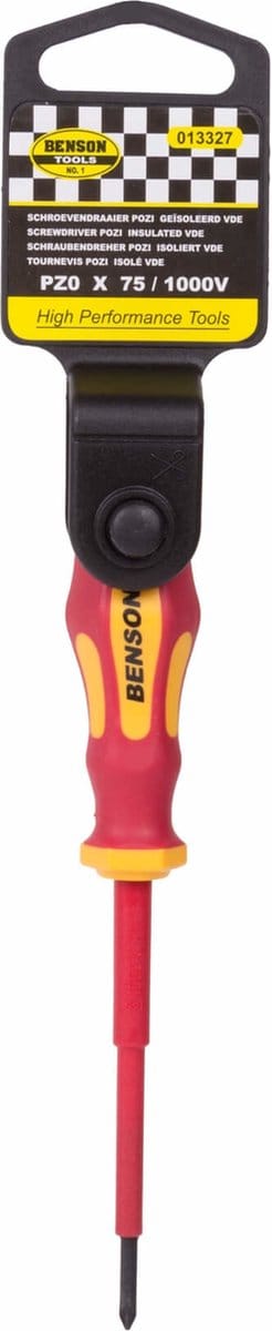 Benson Pozidriv schroevendraaier - geïsoleerd tot 1000V - PZ0 x 75 mm - rood