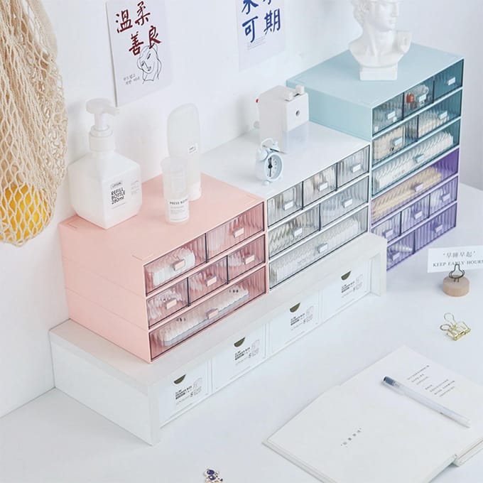 Bureau Lade Organizer Waterdicht Stofdicht Plastic DIY Combinatie Meerlaags Stapelbare Lade 1 Drawer wit