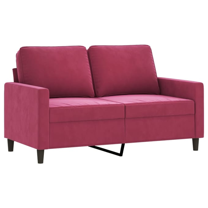 vidaXL - 3-delige - Loungeset - met - kussens - fluweel - wijnrood