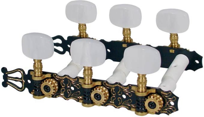 Boston Machine Heads Classical Guitar Black Engraved - Stemmechaniek voor gitaar
