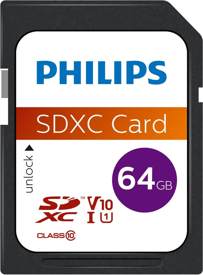 Philips SDXC geheugenkaart 64GB - Class 10 - UHS-I U1 - FM64SD55B