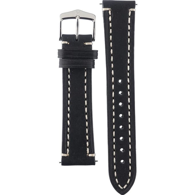 Hirsh Horlogeband -  Wild calf Zwart - Leer - 20mm