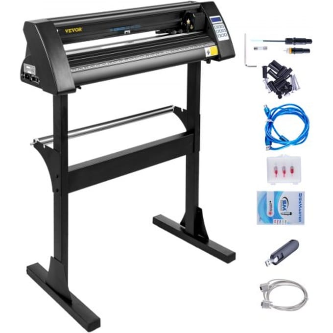 VEVOR 28 inch vinyl snijplotter, vinyl snijplotter machine, 720mm donkere vinyl snijplotter, 630 mm snijbreedte, snijplotter apparaat, snijplotter met standaard