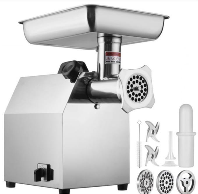 Commerciële Vleesmolen - Worstmaker - 122kg/uur - 850W - RVS - Grijs