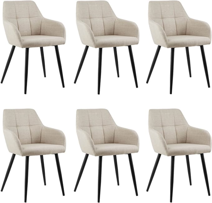 Set van 6 Kick eetkamerstoel Nova - beige