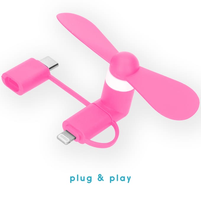 imoshion 3-in-1 smartphone ventilator geschikt voor Lightning, USB-C & Micro-USB - Roze