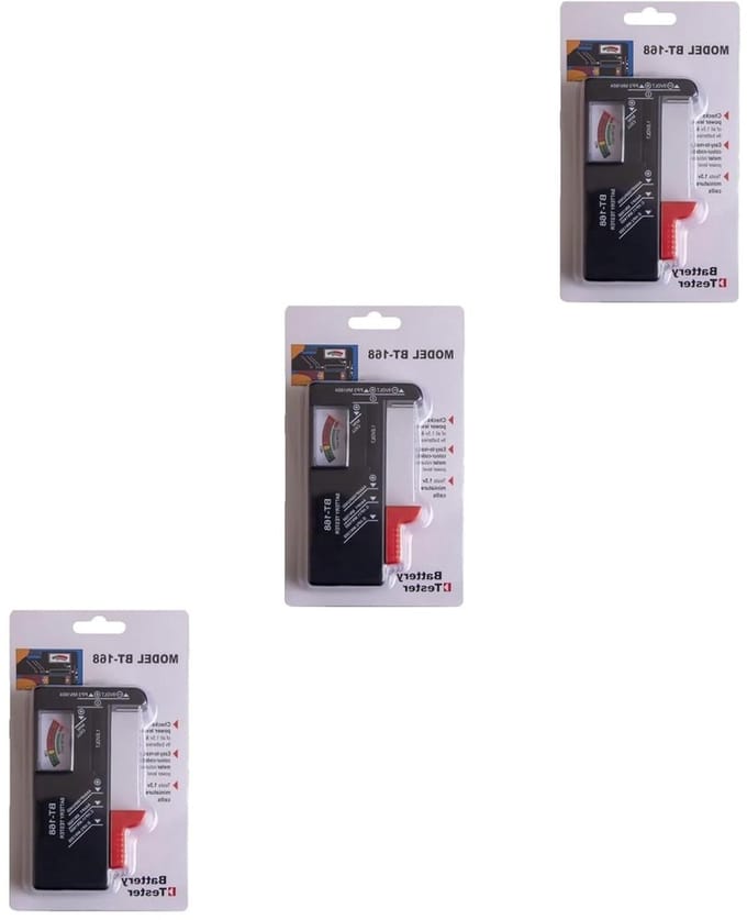 Batterijtesters - Spanningsmeter Hulpmiddel - Batterijen Controleren - Kleurgecodeerd Display - 3 Stuks - Zoals Afgebeeld