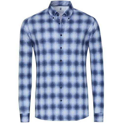 Desoto Overhemd Casual Button-Down 3D Check Flanel Blauw / male