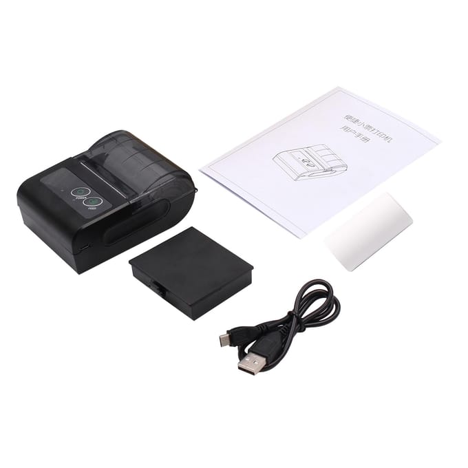 Mini-imprimante thermique Portable sans fil pour reçus d'étiquettes, USB BT Aibecy 58HB6 noir