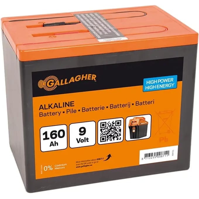 Gallagher Powerpack Alkaline batterij 9V (160Ah) - Voor grote afrasteringen