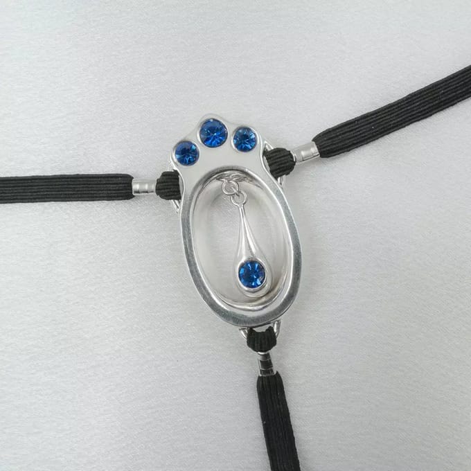 Sylvie Monthulé - Klitorisschmuck Blauer Kristall Perle | Silber Größe 40