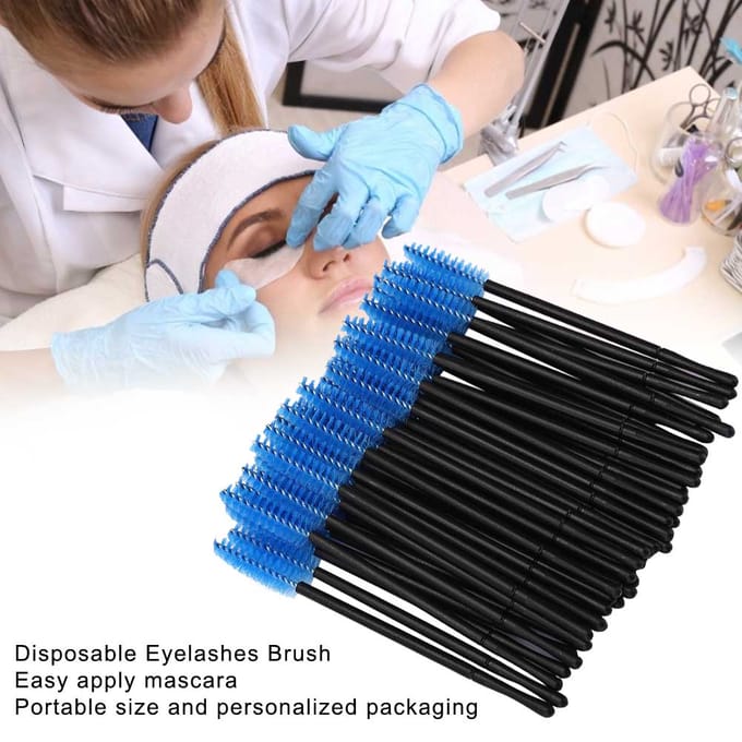 100 stuks Wegwerp Wimperborstel Mascara Staafjes Applicator Make-up Borstel Set Blauw blauw