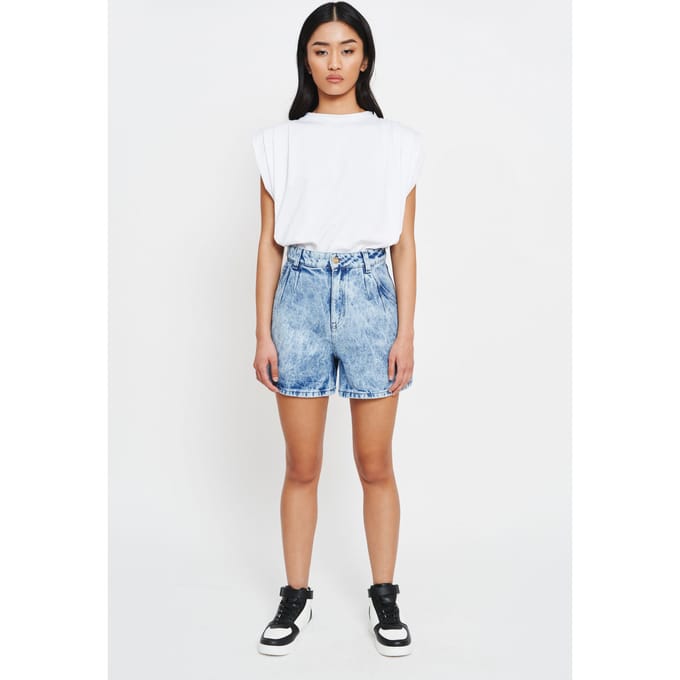 BENU Dames Korte Lichtblauwe Katoenen Denim Shorts