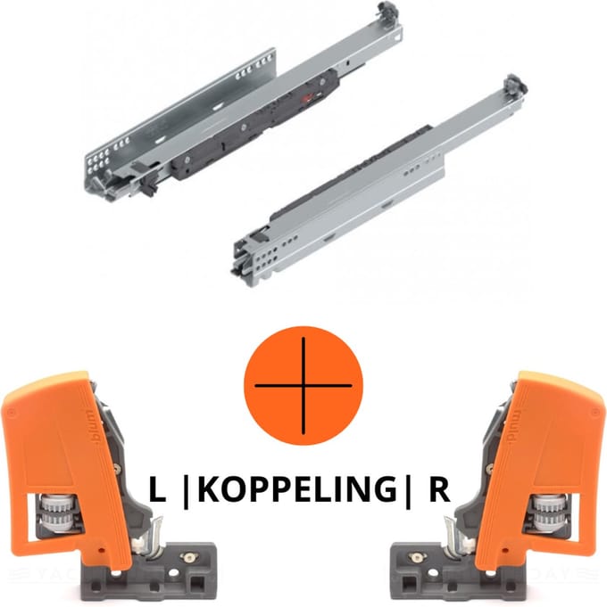 Blum Movento S ladegeleider - 400mm - Soft-close - 40KG - Inclusief koppelingen