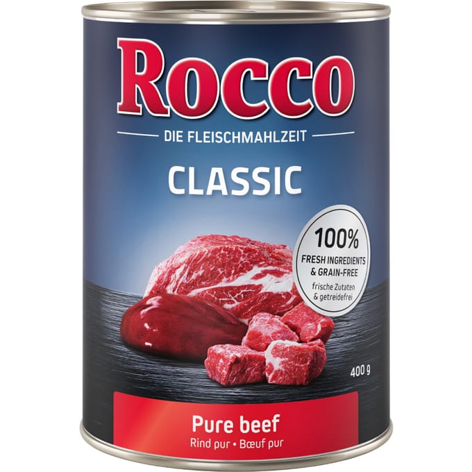 Probeer nu: 1 Rocco blik 400 Hondenvoer - Classic Rund puur