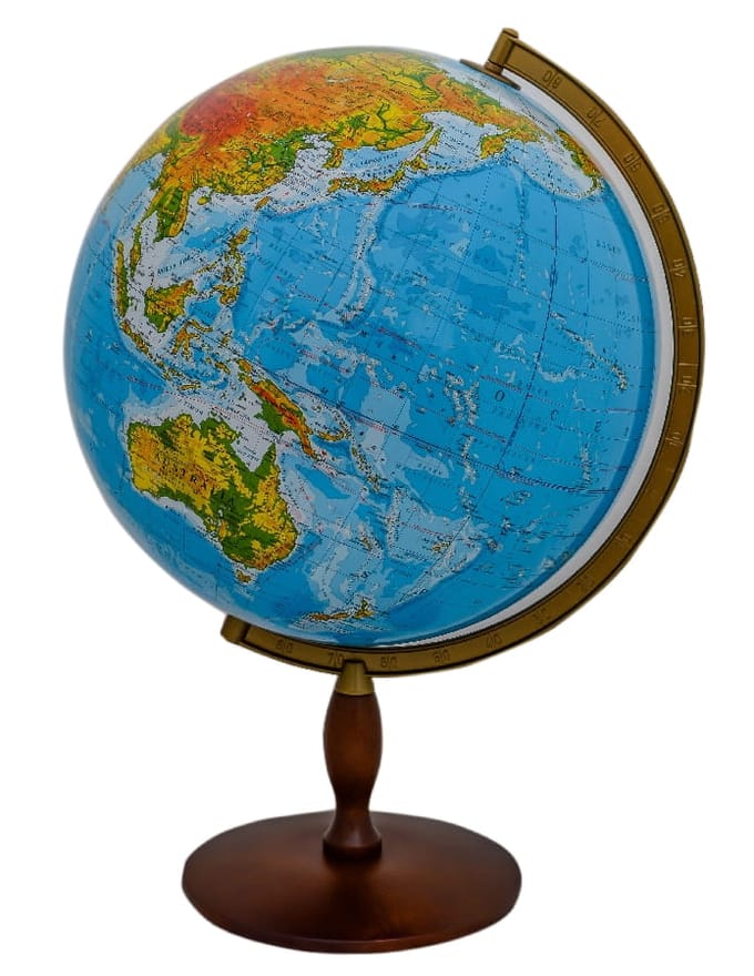 Fysieke Wereldbol 42cm met Houten Voet - Grote Leerhulp