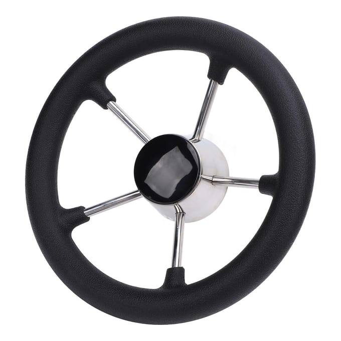 11 Inch Bootstuur 5 Spaken 25 Graden RVS Marine Stuurwiel met Middenkap gray