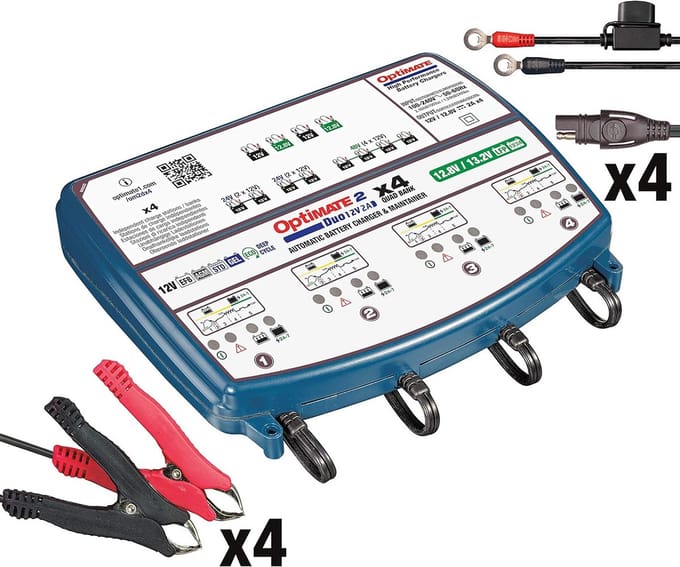 4-voudige Acculader en Onderhouder voor 12V/12.8V Accu's