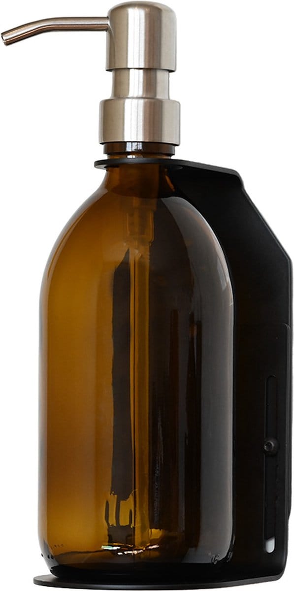 Groeikruid® Zeeppomphouder Zwart RVS inclusief Zeepdispenser | Single | 500 ml zilver