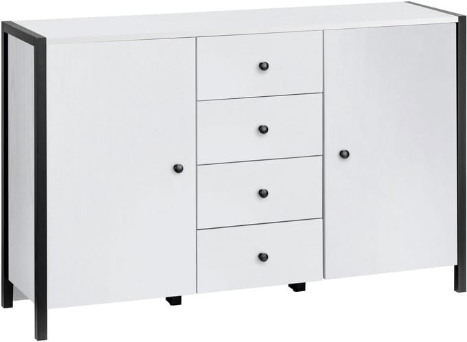 Chris-Dressoir - 2-Deurs 4-Laden - Wit/Zwart